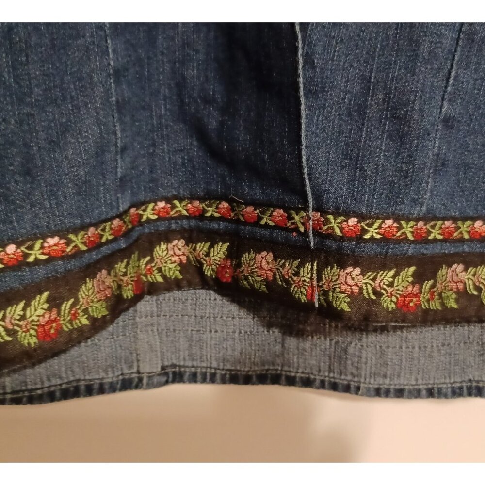 Denim & Co. Denim Jacket Womens S Floral Embroidered Blue Button Front - Picture 3 of 6